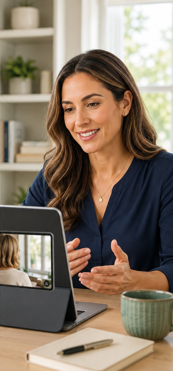 Woman on a telehealth visit with her nurse practitioner